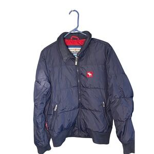 Abercrombie & Fitch Mens Navy Blue Puffer Bomber Jacket Vintage Full Zip Small